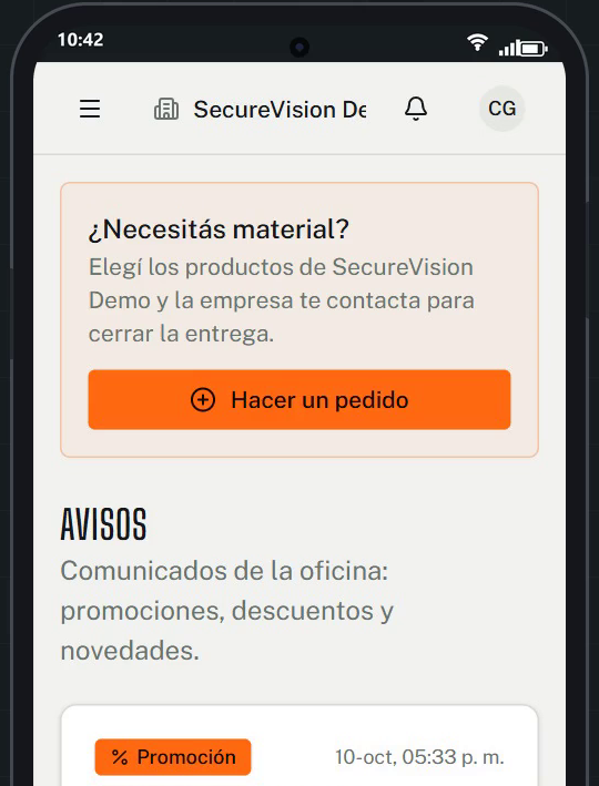 Recibe el aviso y pide